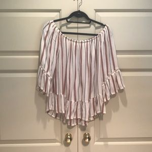 Mission striped off the shoulder top size M